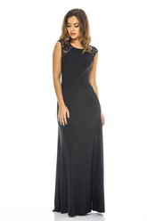 Black Maxi Dress with Lace Insert Detail