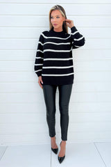 Black And Cream Oversized Stripe Knit Jumper